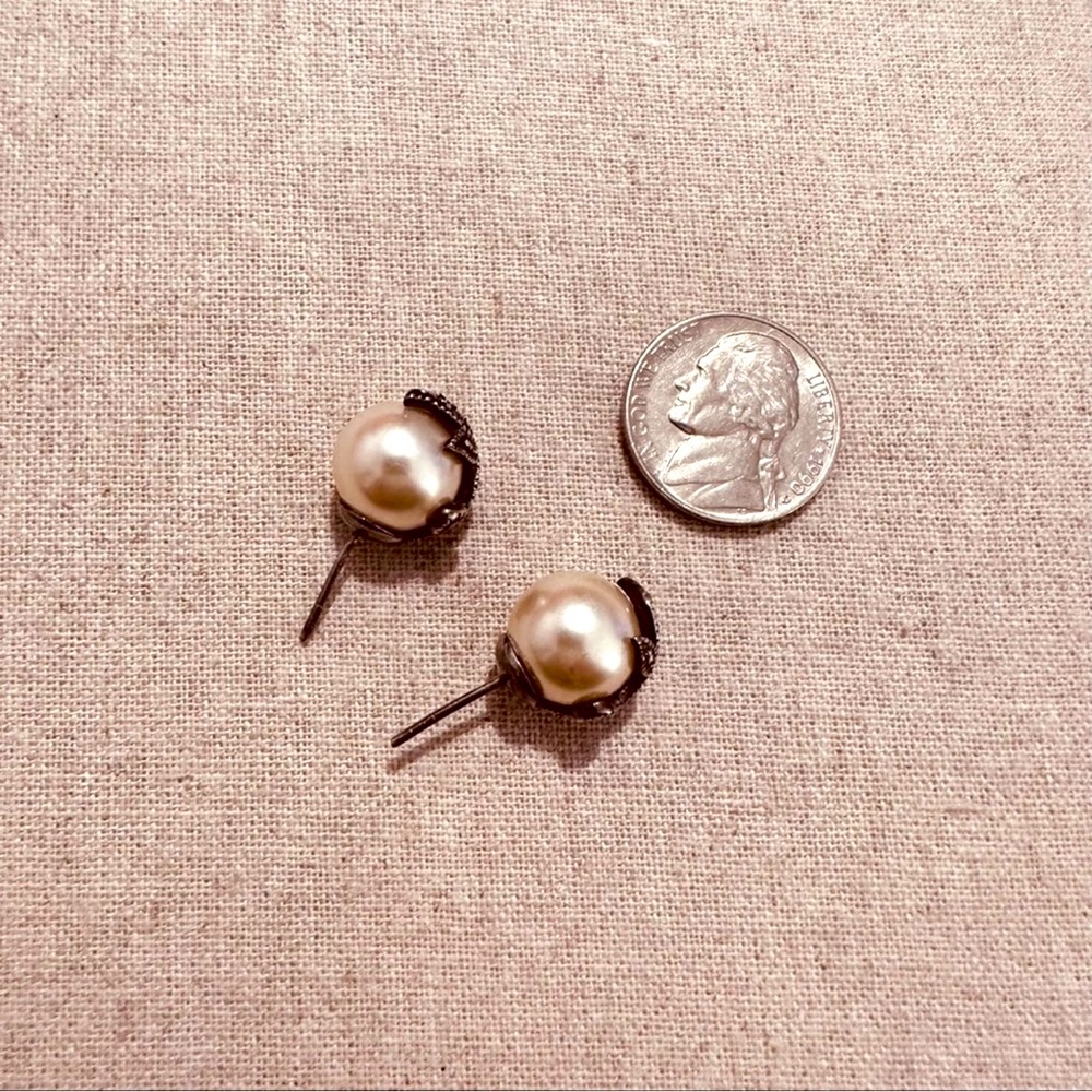 Lord & Taylor | Earrings | Marcasite Floral Pearl Stud Earrings - Picture 5 of 7